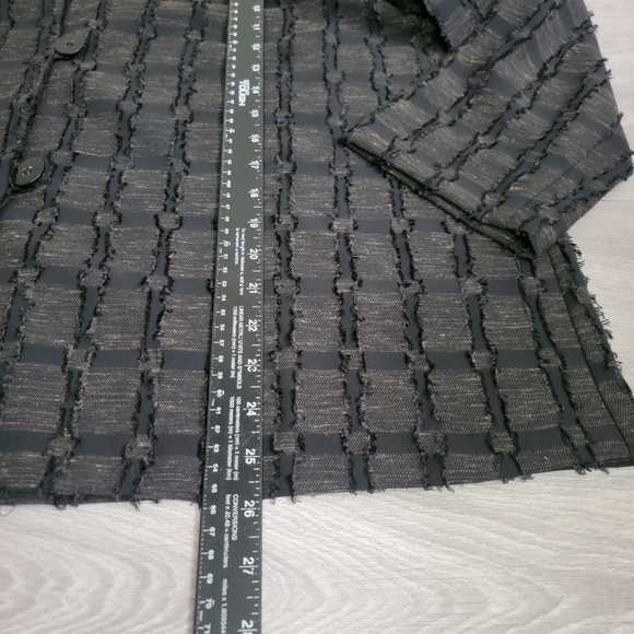 De Taille Black Brown Tunic Size XL Woven Block Textured
Linen Tweed Fringe - Picture 6 of 12
